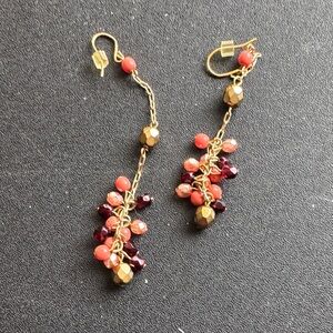 Elegant Gold and Red Dangle Earrings